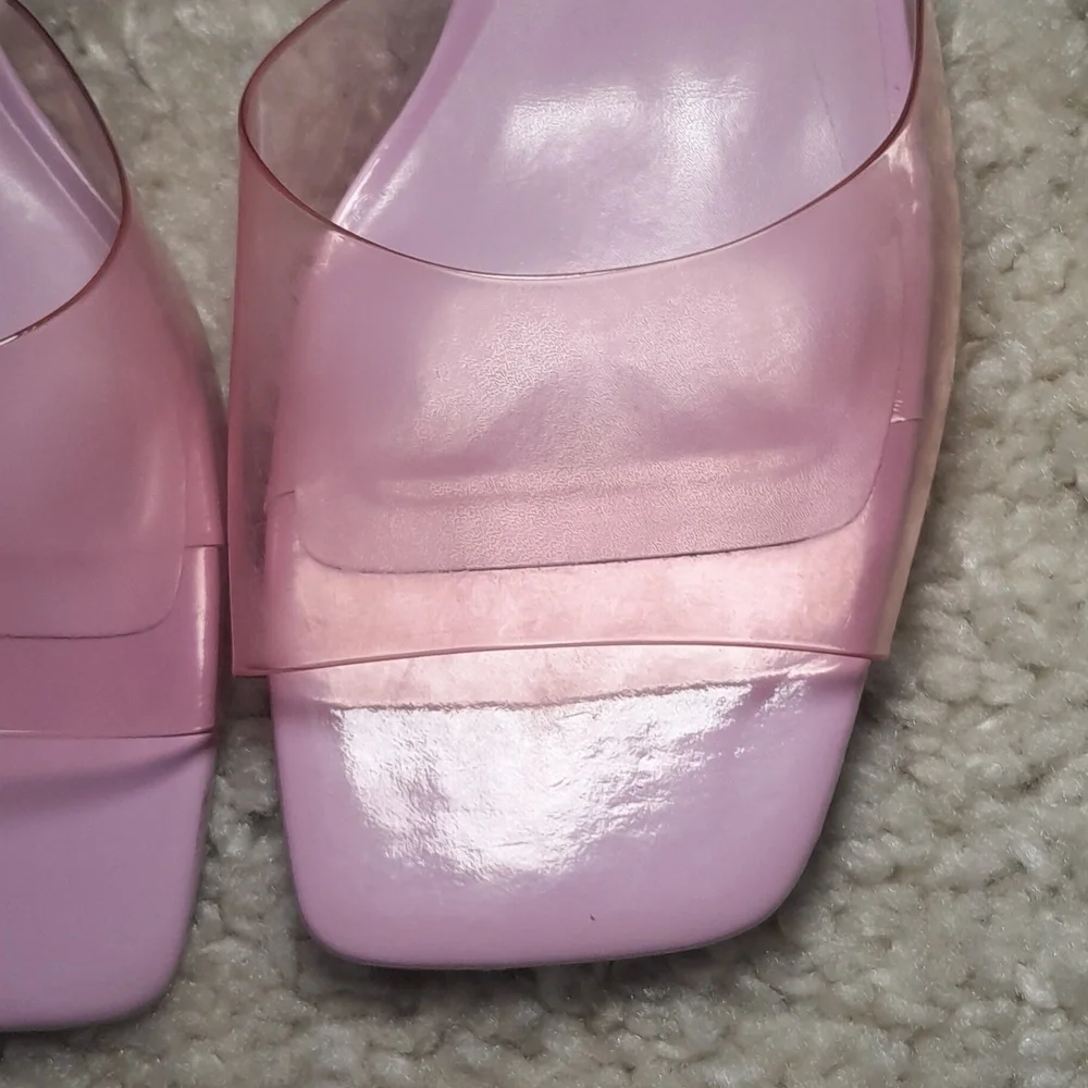 ZARA PINK PVC WEDGES with Translucent Heels Size 8 - Picture 10 of 16